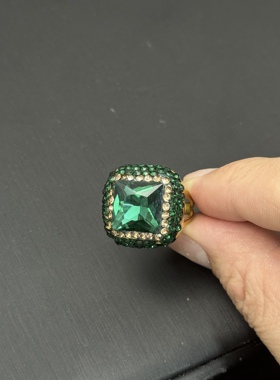 新款方形切面水晶捷克钻戒指中古珠宝小众首饰指环厂家直播货源批