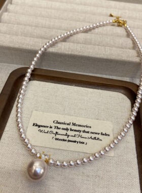 新款3MM项链女轻奢高级感百搭锁骨链珍珠吊坠