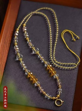 精品珠链多色搭配爆花晶唐卡挂链毛衣链快拆扣项链