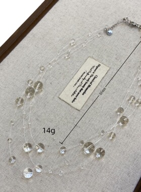 小众设计清晨露珠项链手工透明水晶串珠颈链时尚悬浮珠锁骨