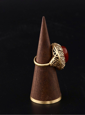 日系同款镂空红色戒指环镀金素金日常款