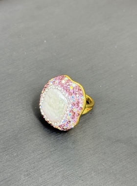 新品直播款天然原石紫水晶四件套镶嵌满钻个性饰品毛衣链