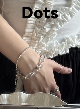 Dots 原创【月汐】天然白水晶手链手串女清透椭圆串珠极简ins风
