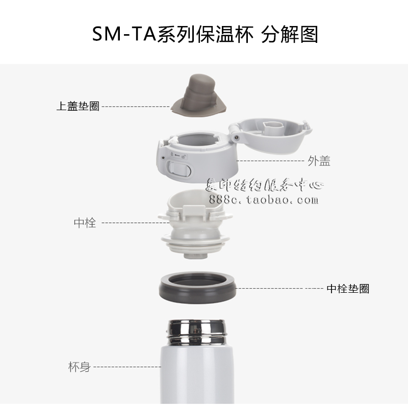 原装正品象印保温杯SM-TA36/TA48/TA60/NA48杯盖密封垫圈盖子配件 - 图3