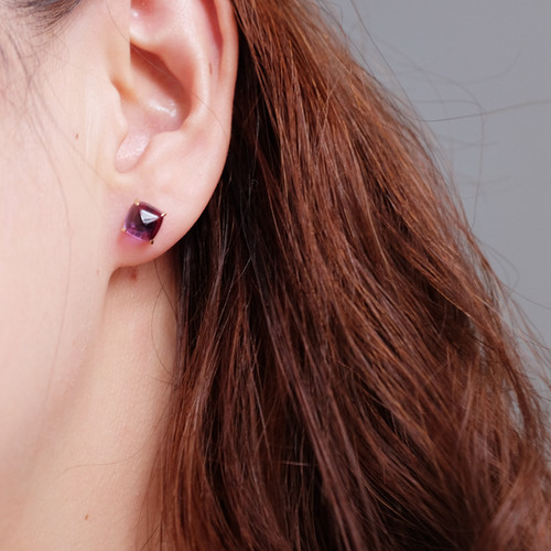 薰衣草和雪山。9K金紫水晶/瑞士蓝托帕石糖塔不对称撞色耳钉。 - 图2