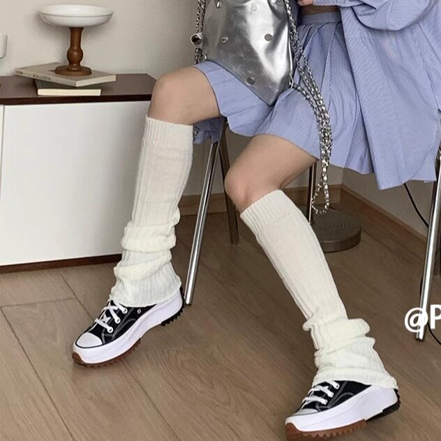 灰色袜套女堆堆袜春秋款搭配小皮鞋小腿喇叭针织腿套秋冬jk小腿袜