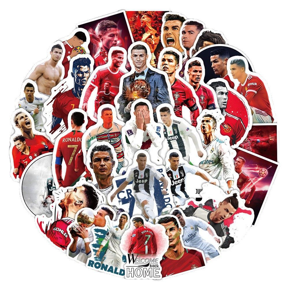 50张C罗贴纸装饰水杯手账笔记本滑板车行李箱桌面防水贴画批发,淘宝优惠券,粉丝福利购,淘宝优惠卷