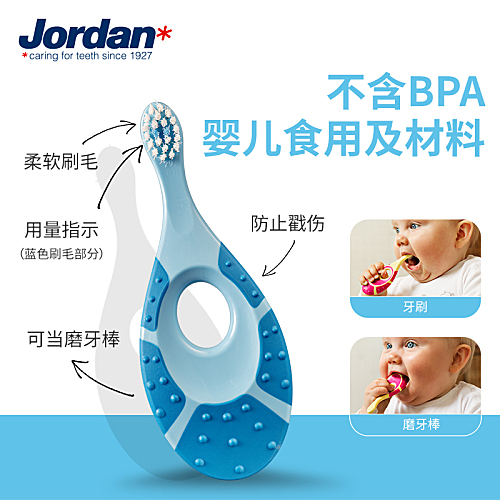 挪威jordan婴幼儿宝宝乳牙刷0-1-2-3-6岁9岁毛儿童牙刷 - 图1