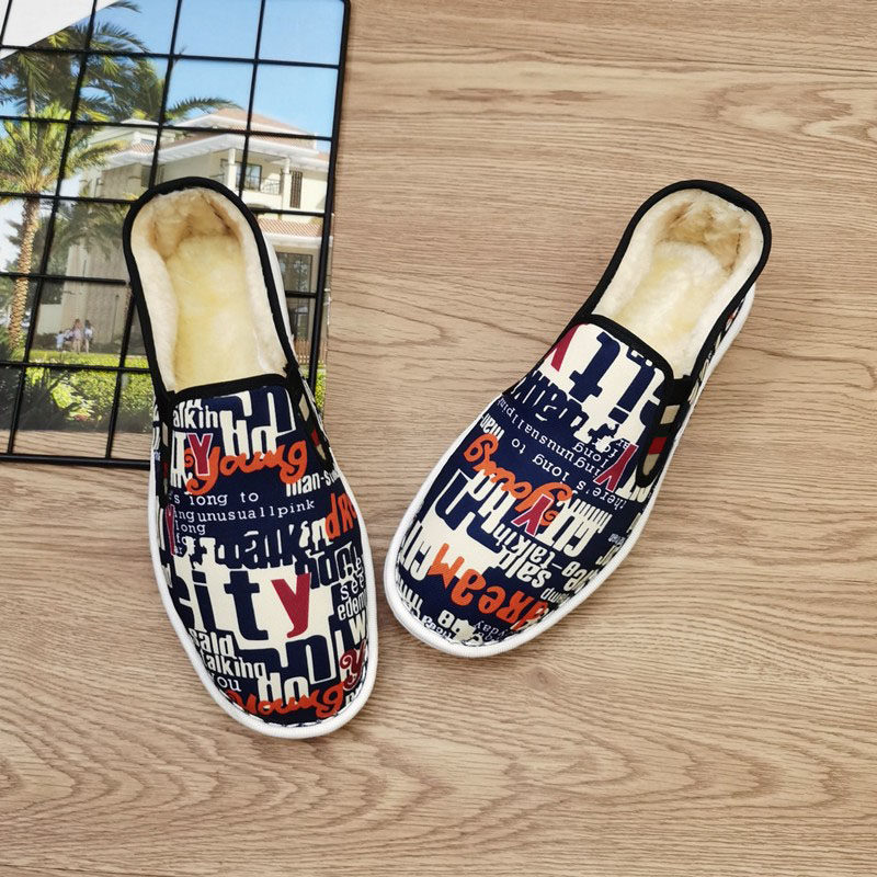 冬季加棉保暖老北京款西山布鞋男加绒加厚休闲一脚蹬软底花布棉鞋,淘宝优惠券,粉丝福利购,淘宝优惠卷