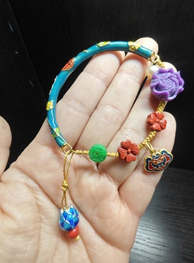 纯天然紫云母朱砂手链半镯设计款diy手链单圈饰品