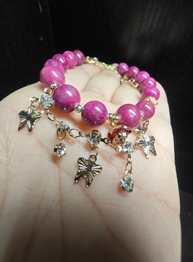 纯天然无处理红宝石水晶设计款单圈diy手链手串生日礼物饰品