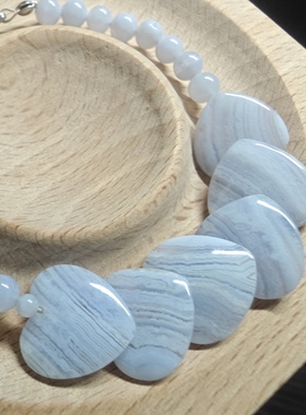 纯天然蓝纹石爱心延长链单圈设计款diy手链生日礼物ins银