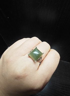 纯天然和田玉紫水晶欧泊蜜蜡925银戒指女小众设计轻奢高级感指环