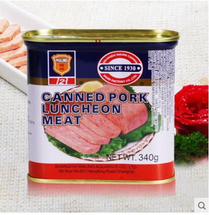 上海梅林午餐肉猪肉罐头340g*3罐肉食熟食 即食涮火锅配菜螺蛳粉 - 图0