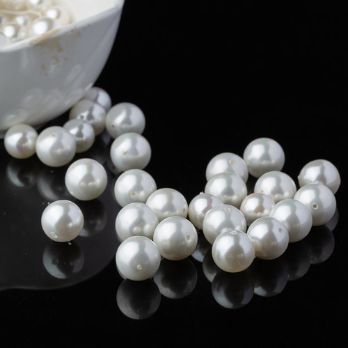 天然珍珠贝珠散珠子贝壳白色diy饰品手串毛衣链手链编织项链配件 - 图2