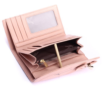 2021 Fashion Style Kangaroo Wallet Women's Pink Three Open Boutique Short Wallet Beauty Wallet Leather Bag