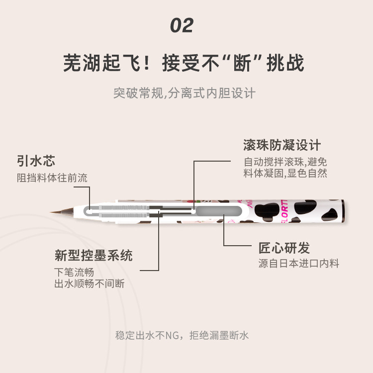 徒手画下睫毛~花洛莉亚FLORTTE卧蚕阴影笔花落莉棕色极细眼线液笔 - 图1