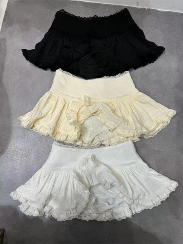 法式少女蛋糕裙夏季新款甜美蕾丝花边防走光芭蕾风高腰蓬蓬裙短裙 - 图1