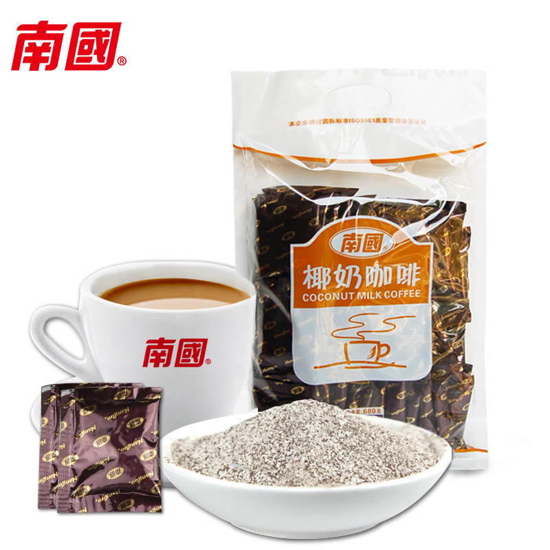 海南特产南国椰奶咖啡 680g速溶咖啡粉袋装饮品 17g*40袋包邮 - 图0