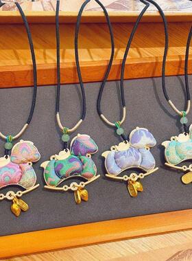 【成品】马上有钱纯手工非遗宋锦小马项链双面马年长款毛衣链吊坠