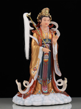 碧霞元君神像站象汉白玉泰山娘娘圣母老母像家用客厅保家供奉摆件