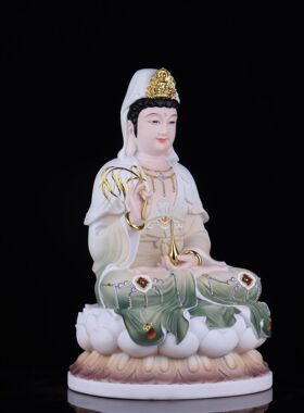 一品天承观音菩萨佛像南海普陀山观世音送子神像汉白玉供奉摆件