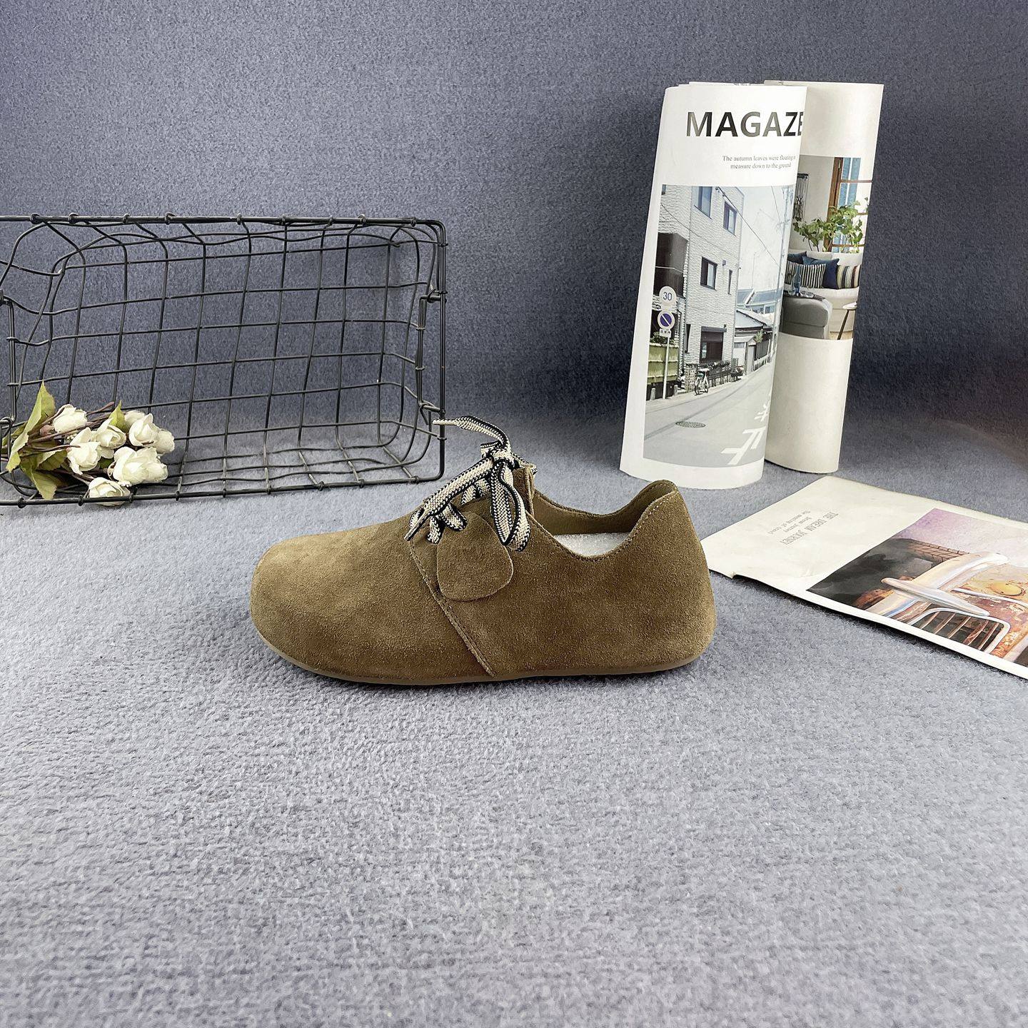 真皮专柜断码春秋新款磨砂牛皮平底内增高全包复古系带勃肯鞋女鞋,淘宝优惠券,粉丝福利购,淘宝优惠卷