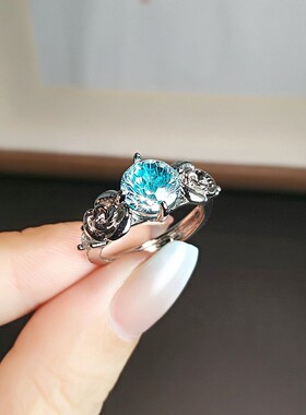 山茶花冰切戒指女双玫瑰