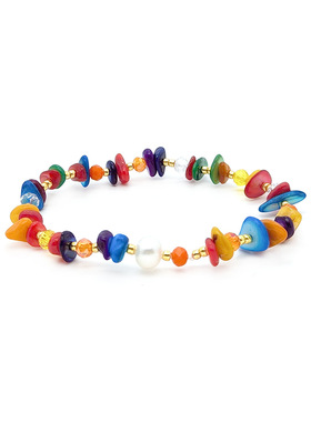 复古风彩色天然珍珠弹力绳手串