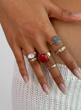 液态金属褶皱食指戒指套装