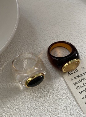 复古简约树脂棕色戒指环