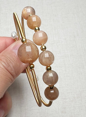 轻奢小众水晶手镯金色手工