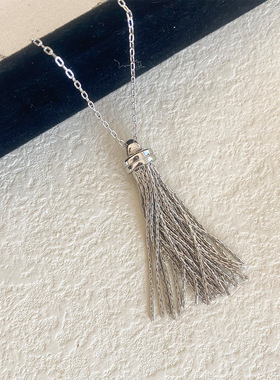 重工银色流苏中长款项链