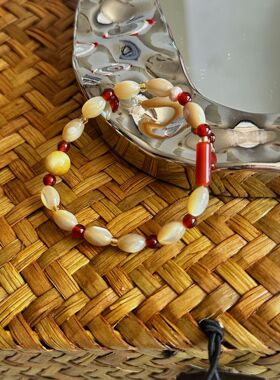 天然贝壳海螺彩色串珠子手链多层