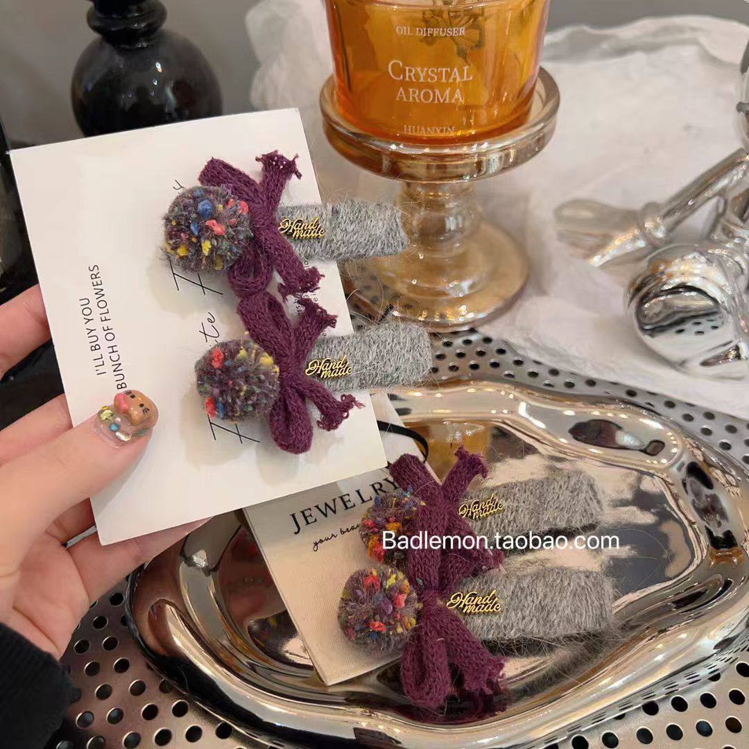 韩系ins东大门高端蝴蝶结碎发夹 甜美毛球对夹前额刘海夹侧边夹,淘宝优惠券,粉丝福利购,淘宝优惠卷