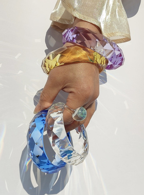 方糖水晶白水晶简约小众树脂手镯