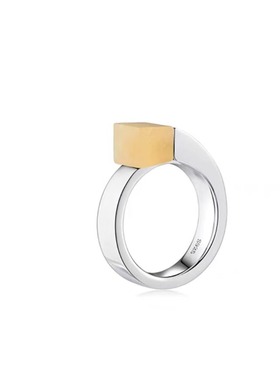 天然红玉石简约戒指环耳环钉套装