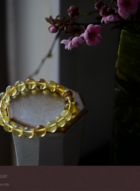 天然蜜蜡琥珀金珀纯银圆珠手串