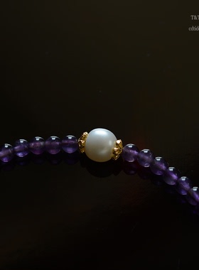 原创设计 弦音【s925纯银】镶嵌天然紫水晶 淡水珍珠新中式项链