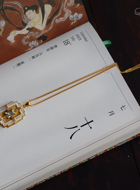 复古S925银镀金海蓝宝项链