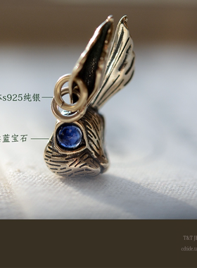 纯银镶嵌蓝宝石项链坠吊坠