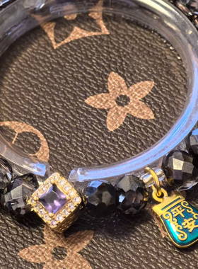 爆闪亮黑灰色水滴形状手链