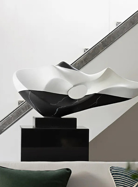 黑色售楼处会所艺术风大理石底座