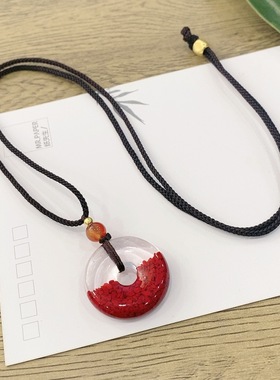 (AAA)晶体砂幽灵平安扣吊坠简约百搭小众时尚精致项链男女款