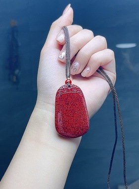 （AAA）朱砂晶体砂平安无事牌高级感小众饰品设计男女款礼物批发