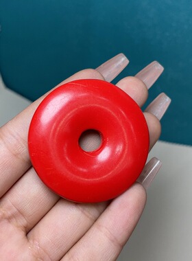 (AAA)朱砂红砂彩绘金鱼莲花平安扣吊坠男女款挂件本命年复古挂坠