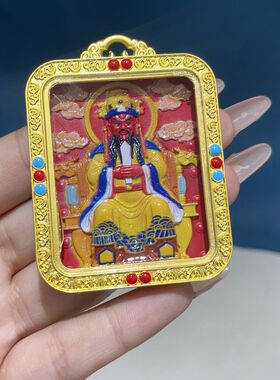 (AAA)新中式朱砂红砂彩绘五爷吊坠嘎乌盒唐卡挂件男女款本命年