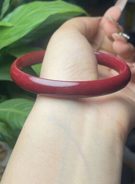 朱砂紫金砂带星光点内刻心经宽条手镯叠戴叮当镯54—64圈口镯子