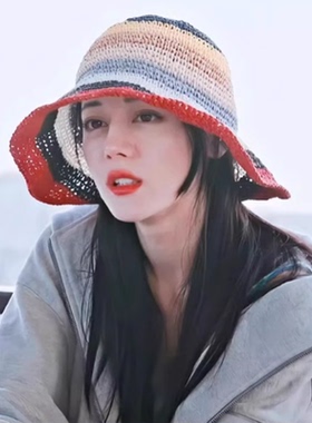 渔夫帽迪丽热巴同款民族风草帽