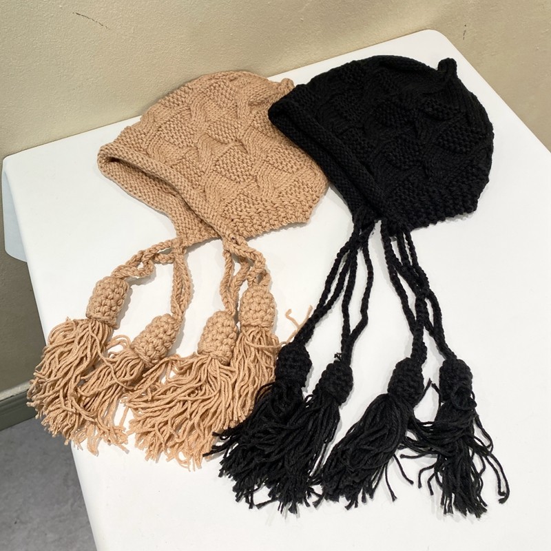 秋冬季保暖防寒毛线帽红色流苏针织帽女出游镂空毛线帽显脸小帽子,淘宝优惠券,粉丝福利购,淘宝优惠卷